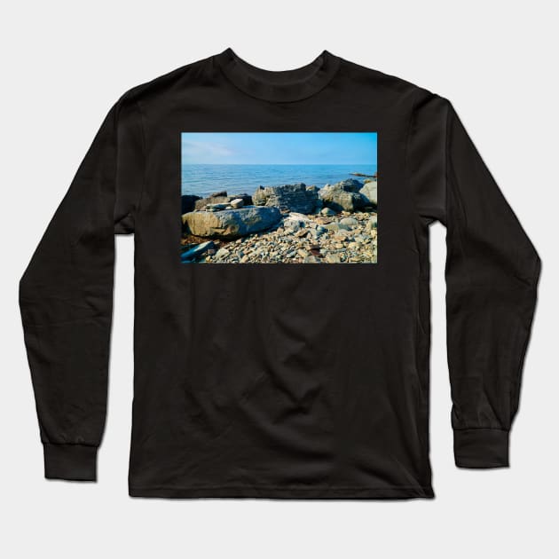 Pebbles & Rocks Beach With Ocean View - Coastal Scenery - Aberaeron Long Sleeve T-Shirt by Harmony-Mind